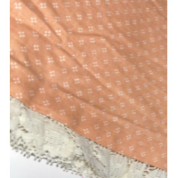 Vintage 1970s 60s Orange White Window Treatment Valance Curtain Lace Trim Retro - Picture 2 of 5